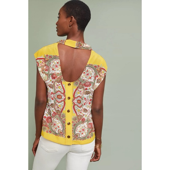 Anthropologie Maeve Scarf-Printed Silk Blouse - Size 4 - Picture 4 of 14